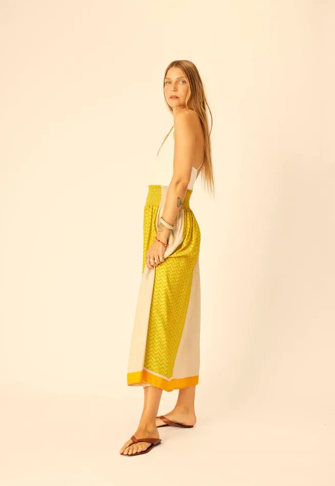 Natalie Martin BELLA SKIRT Block Zigzag Tangerine Shop Bottoms