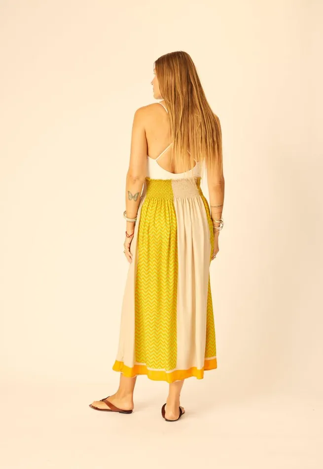 Natalie Martin BELLA SKIRT Block Zigzag Tangerine Shop Bottoms