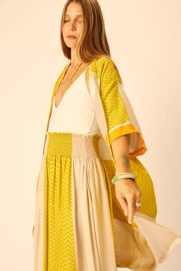 Natalie Martin BELLA SKIRT Block Zigzag Tangerine Shop Bottoms