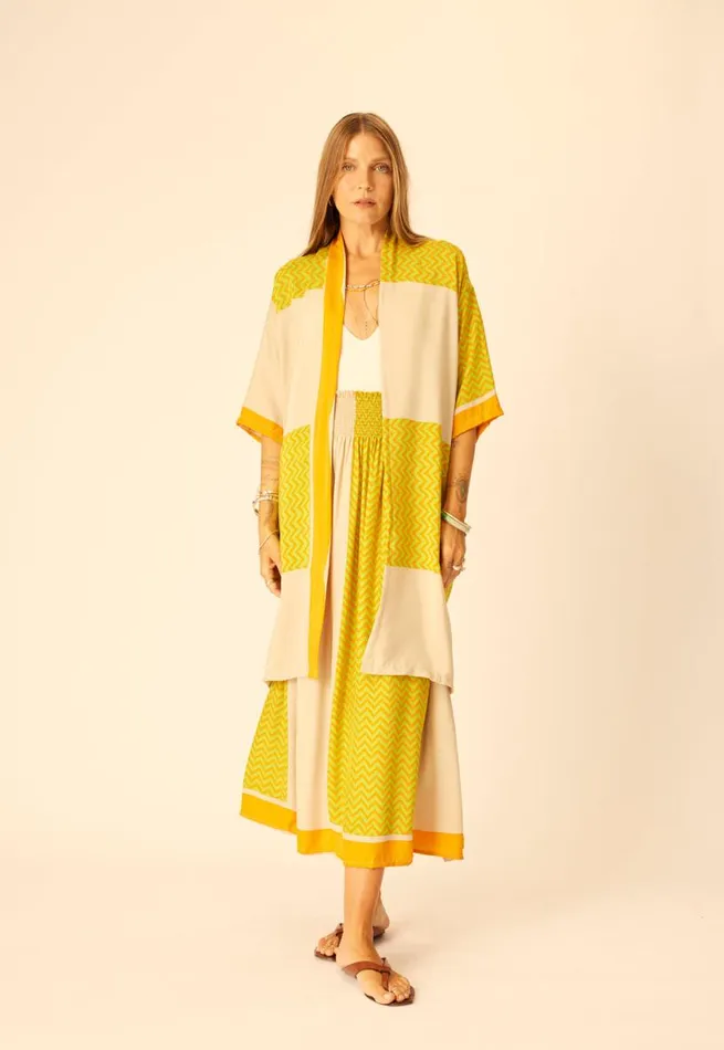 Natalie Martin BELLA SKIRT Block Zigzag Tangerine Shop Bottoms