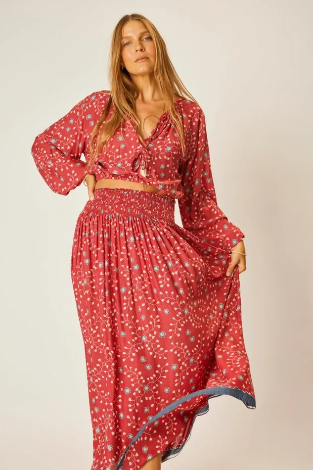 Natalie Martin BELLA SKIRT Pinwheel Barn Red Shop Bottoms