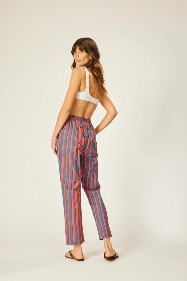 Natalie Martin BIANCA PANT Batik Stripe Blood Orange Shop Bottoms