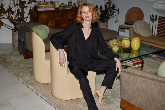 Natalie Martin BIANCA PANT Black Silk Shop Bottoms