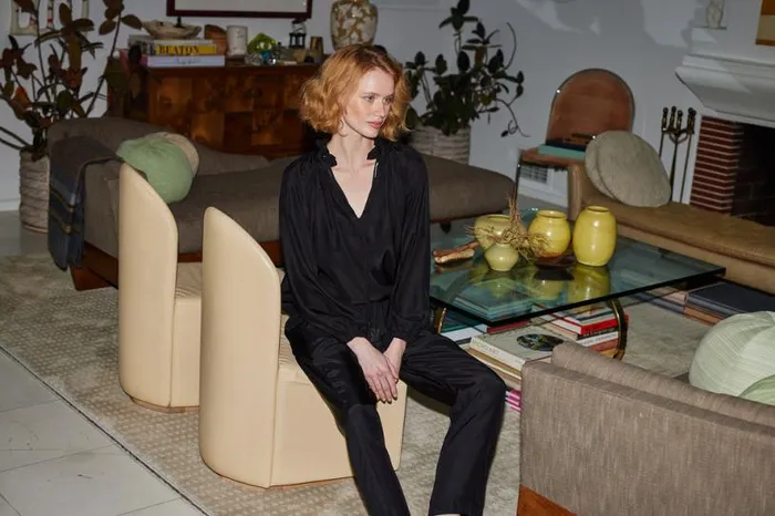 Natalie Martin BIANCA PANT Black Silk Shop Bottoms