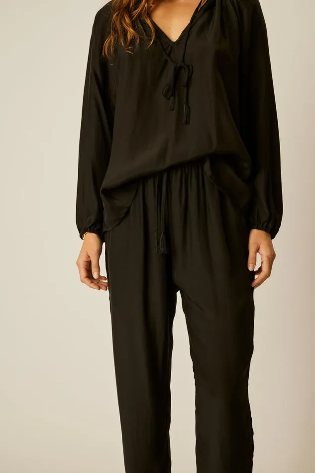Natalie Martin BIANCA PANT Black Silk Shop Bottoms