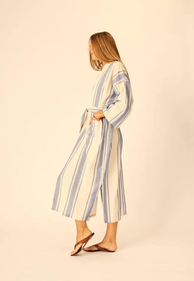 Natalie Martin DIANE LONG ROBE French Stripe Blue Shop Coverups