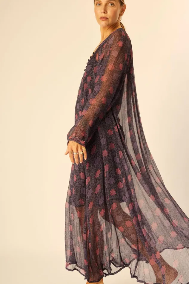 Natalie Martin FIORE MAXI Snowflake Aubergine Shop Dresses