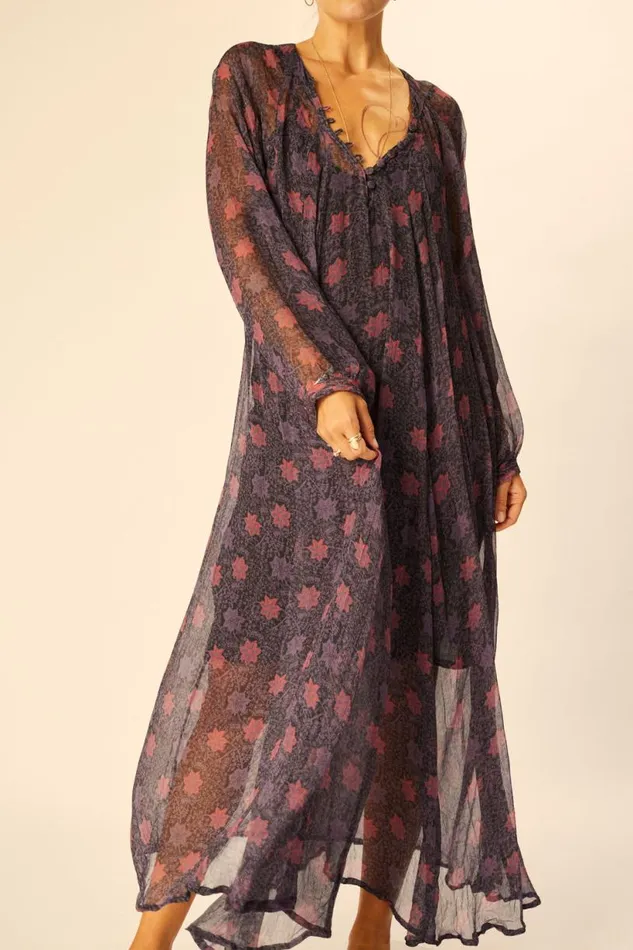 Natalie Martin FIORE MAXI Snowflake Aubergine Shop Dresses