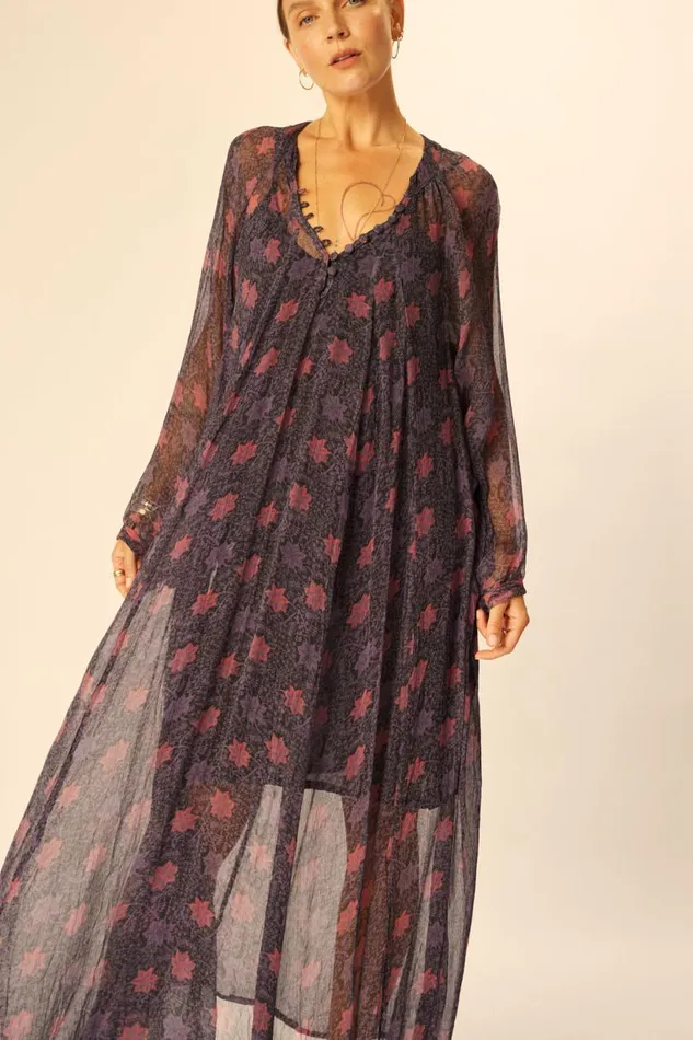 Natalie Martin FIORE MAXI Snowflake Aubergine Shop Dresses