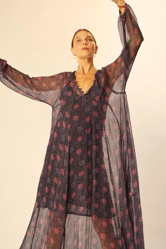 Natalie Martin FIORE MAXI Snowflake Aubergine Shop Dresses