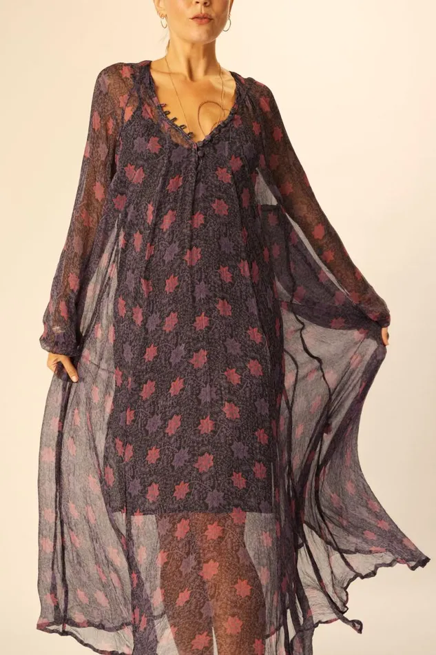 Natalie Martin FIORE MAXI Snowflake Aubergine Shop Dresses