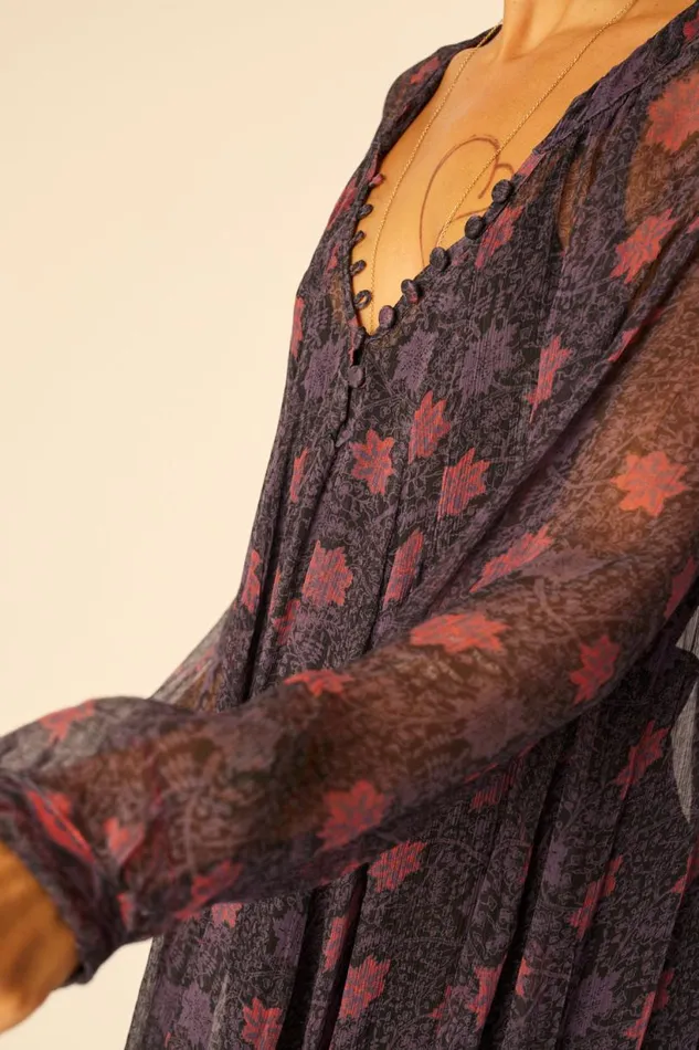 Natalie Martin FIORE MAXI Snowflake Aubergine Shop Dresses