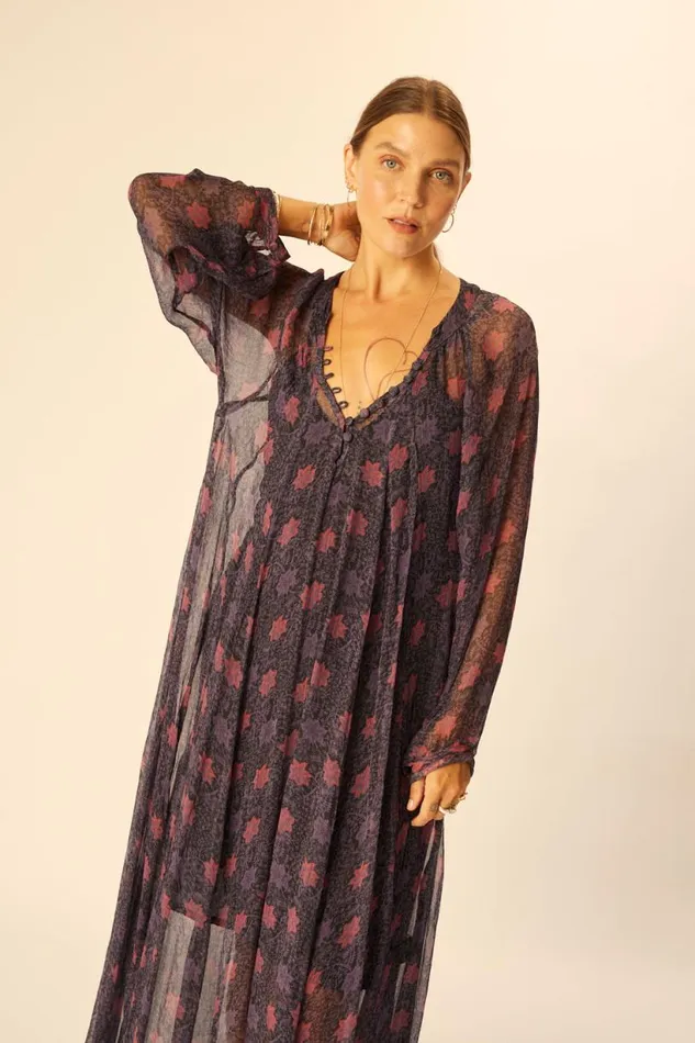 Natalie Martin FIORE MAXI Snowflake Aubergine Shop Dresses