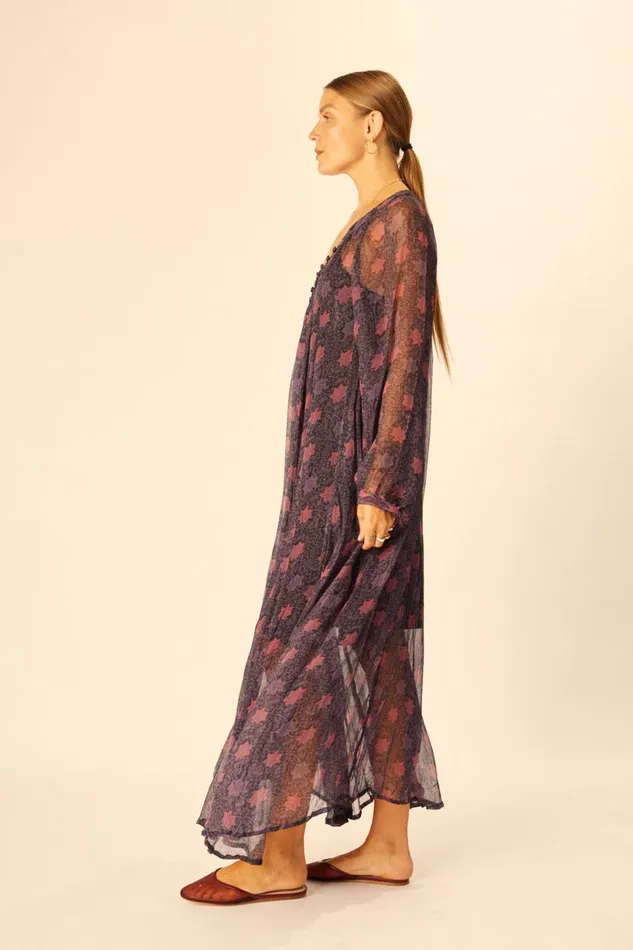 Natalie Martin FIORE MAXI Snowflake Aubergine Shop Dresses