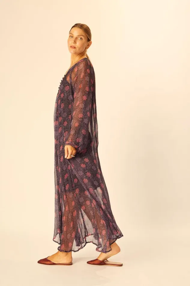 Natalie Martin FIORE MAXI Snowflake Aubergine Shop Dresses
