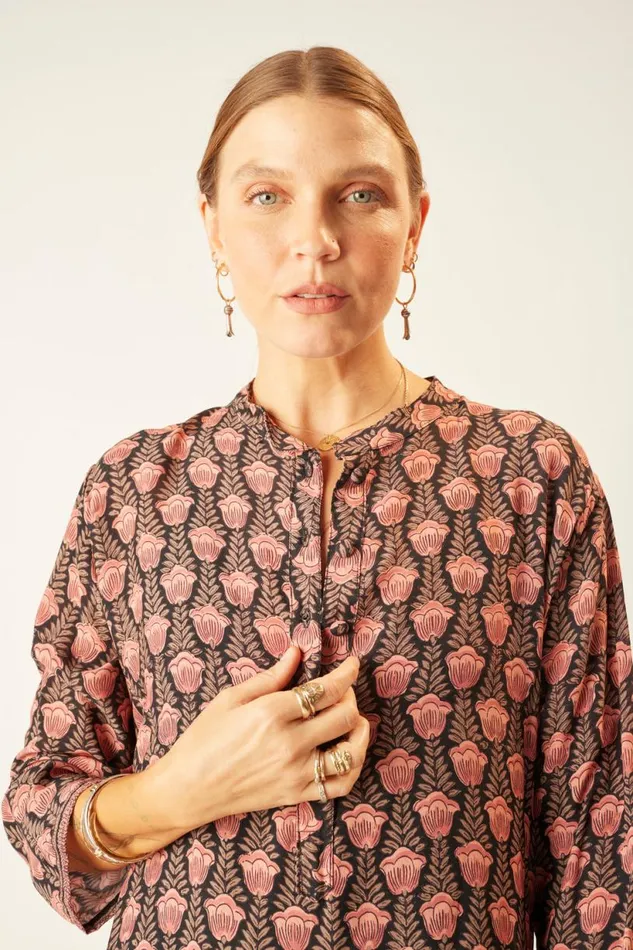 Natalie Martin ISOBEL DRESS Tulip Print Kamari Black Shop Dresses