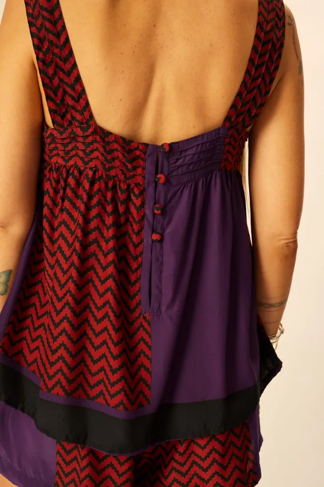Natalie Martin JASMINE TOP Block Zigzag Auberigine Shop Tops
