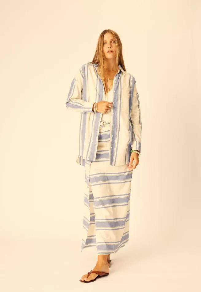 Natalie Martin JENNIFER SHIRT French Stripe Blue Shop Tops