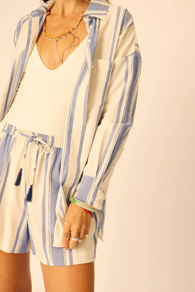 Natalie Martin JENNIFER SHIRT French Stripe Blue Shop Tops