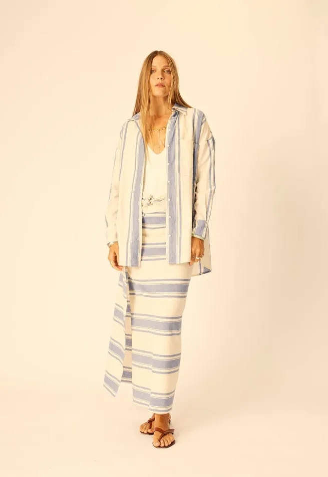 Natalie Martin JENNIFER SHIRT French Stripe Blue Shop Tops