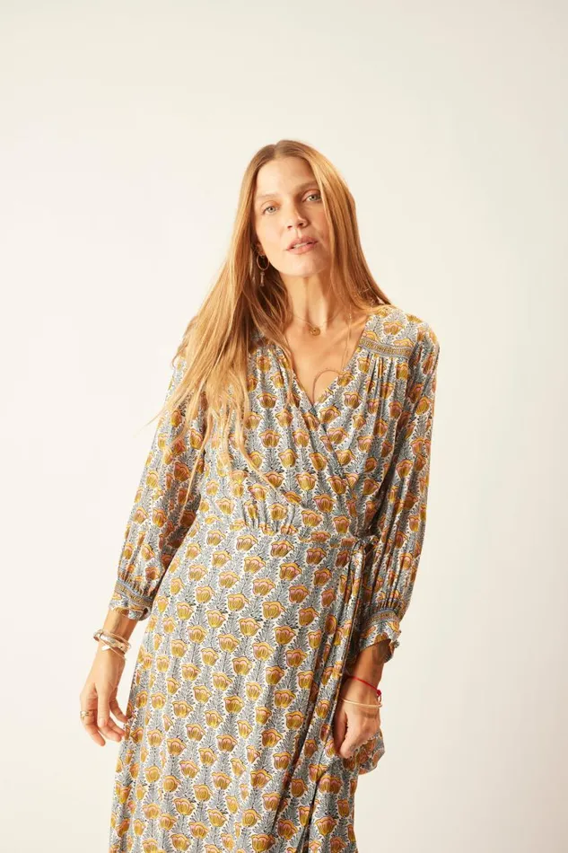 Natalie Martin KATE LONG SLEEVE MAXI Tulip French Blue Shop Dresses