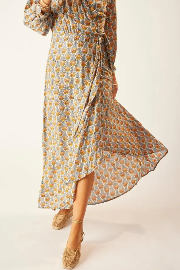 Natalie Martin KATE LONG SLEEVE MAXI Tulip French Blue Shop Dresses