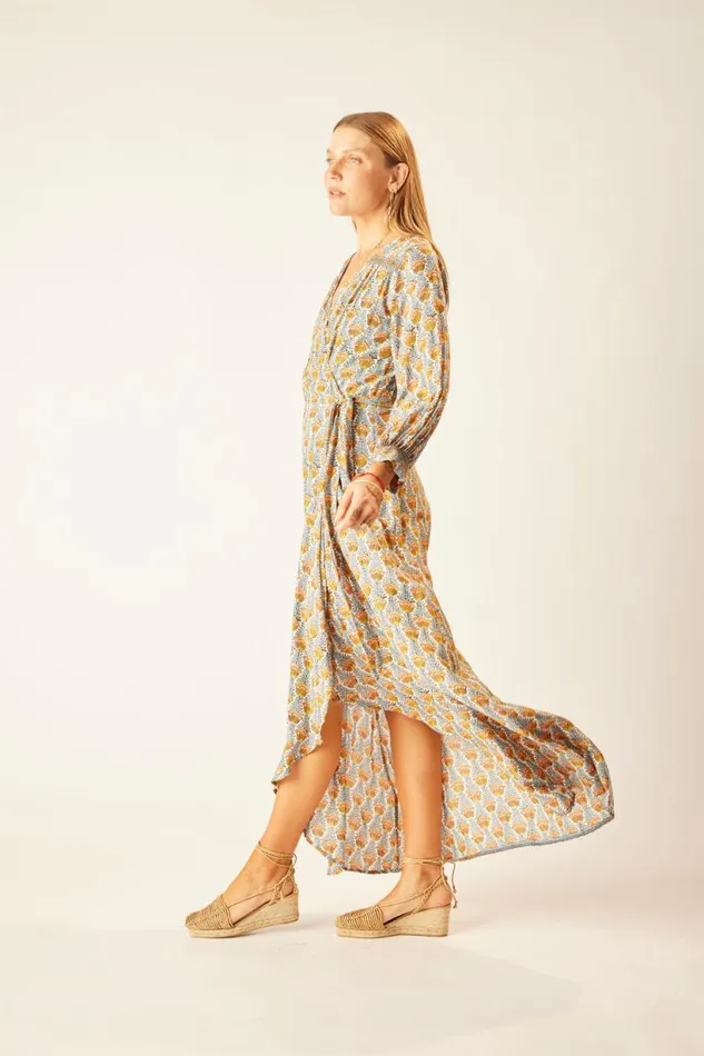 Natalie Martin KATE LONG SLEEVE MAXI Tulip French Blue Shop Dresses
