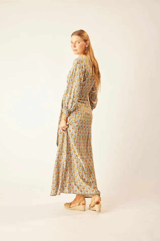 Natalie Martin KATE LONG SLEEVE MAXI Tulip French Blue Shop Dresses