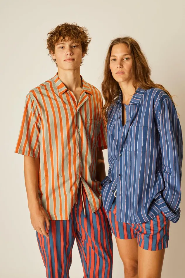 Natalie Martin KEVIN SHIRT Batik Stripe Sage Shop Tops