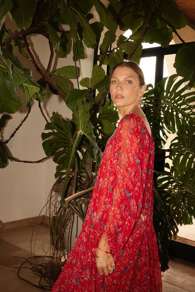 Natalie Martin LAINEY DRESS Chiffon Watercolor Vermil Shop Dresses