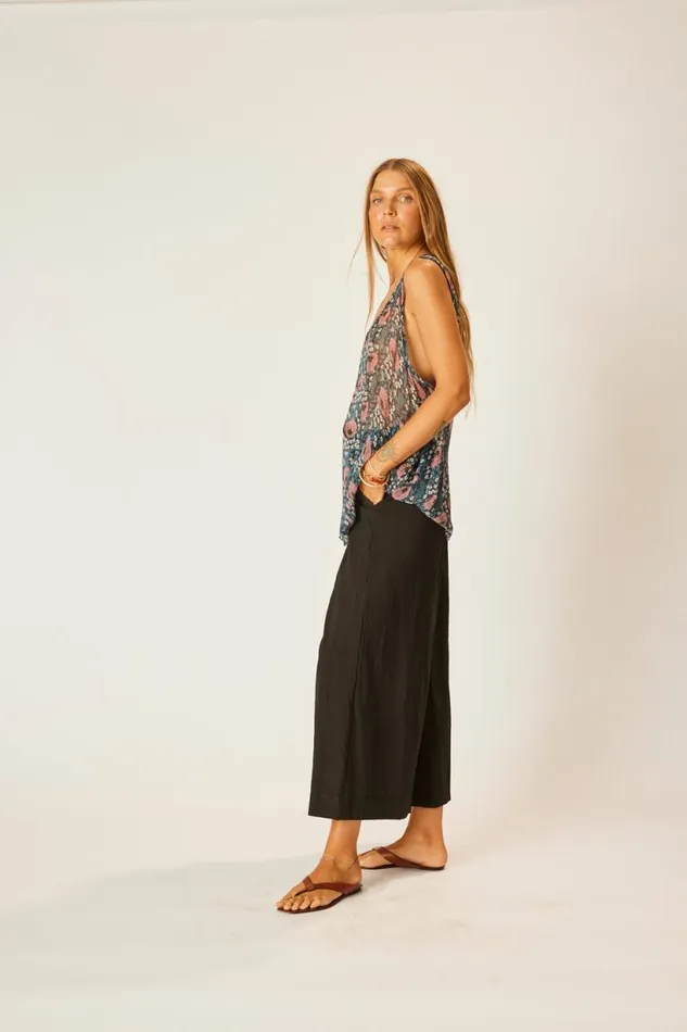 Natalie Martin LAUREN PANT Black Flat Cotton Shop Bottoms