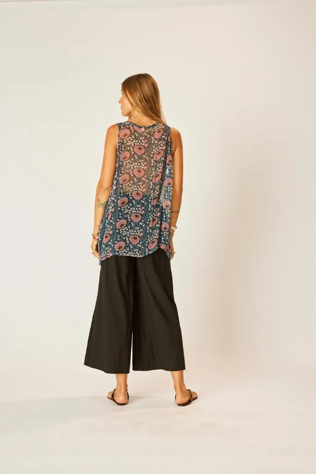 Natalie Martin LAUREN PANT Black Flat Cotton Shop Bottoms