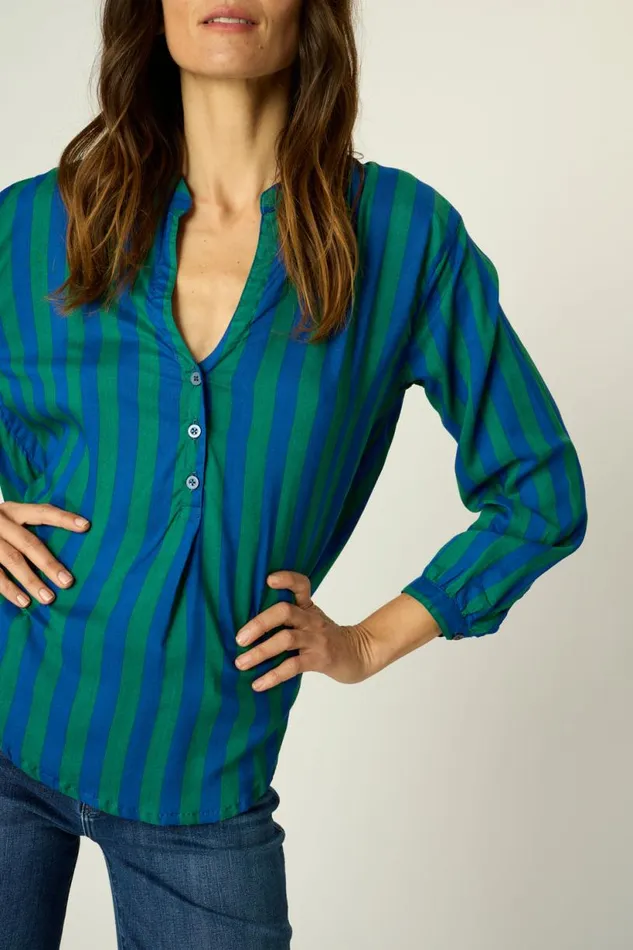 Natalie Martin LESLIE SHIRT Bluegreen Stripe Shop Tops