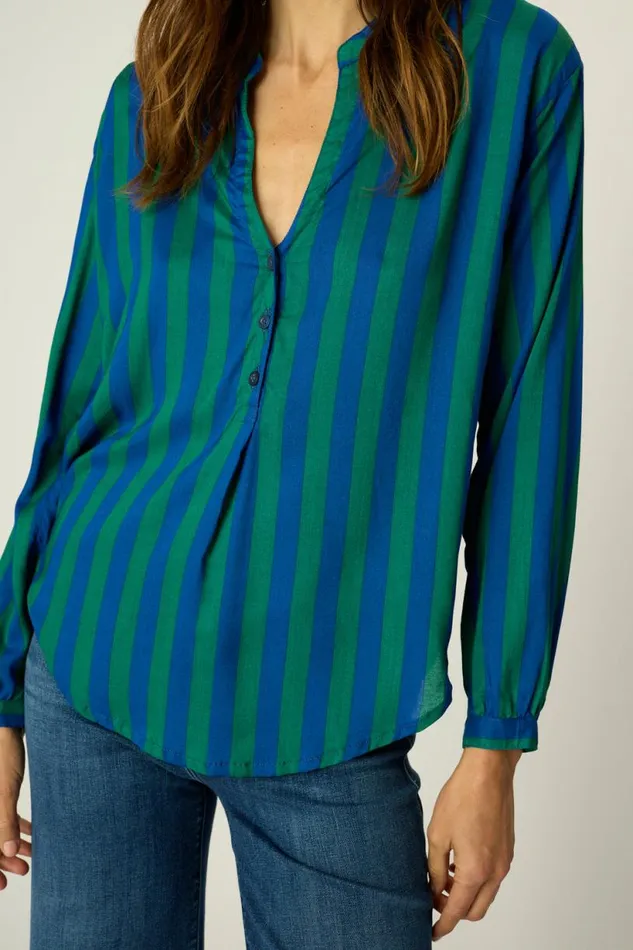 Natalie Martin LESLIE SHIRT Bluegreen Stripe Shop Tops