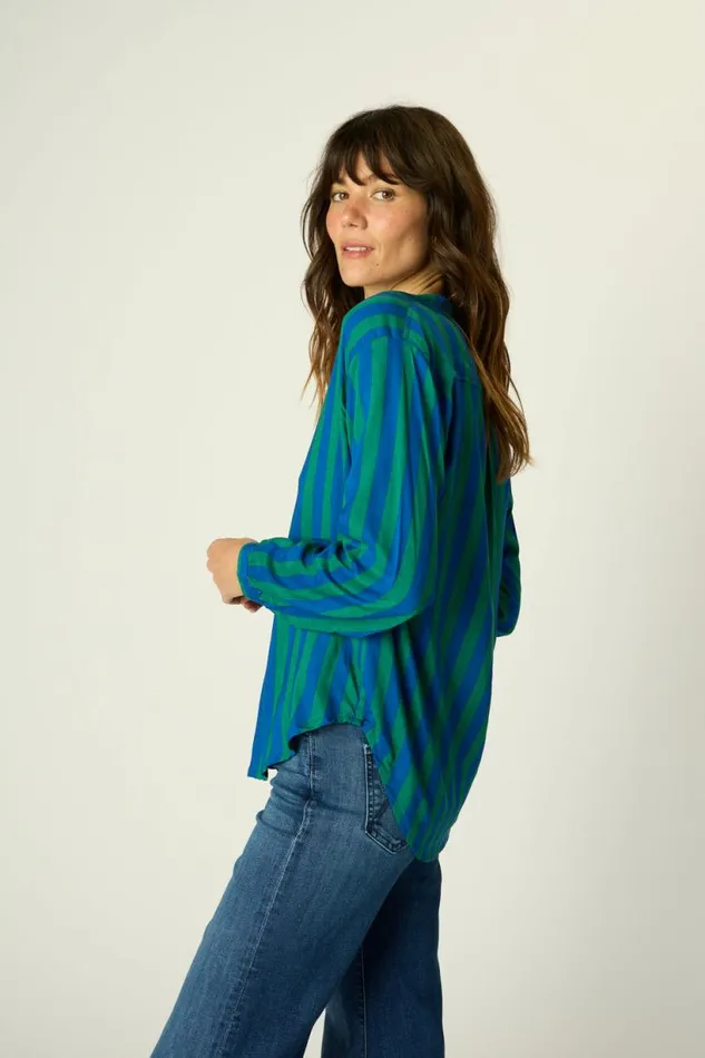 Natalie Martin LESLIE SHIRT Bluegreen Stripe Shop Tops