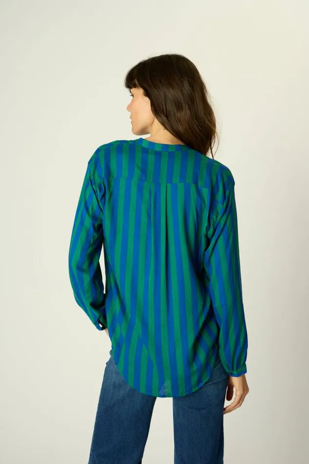 Natalie Martin LESLIE SHIRT Bluegreen Stripe Shop Tops