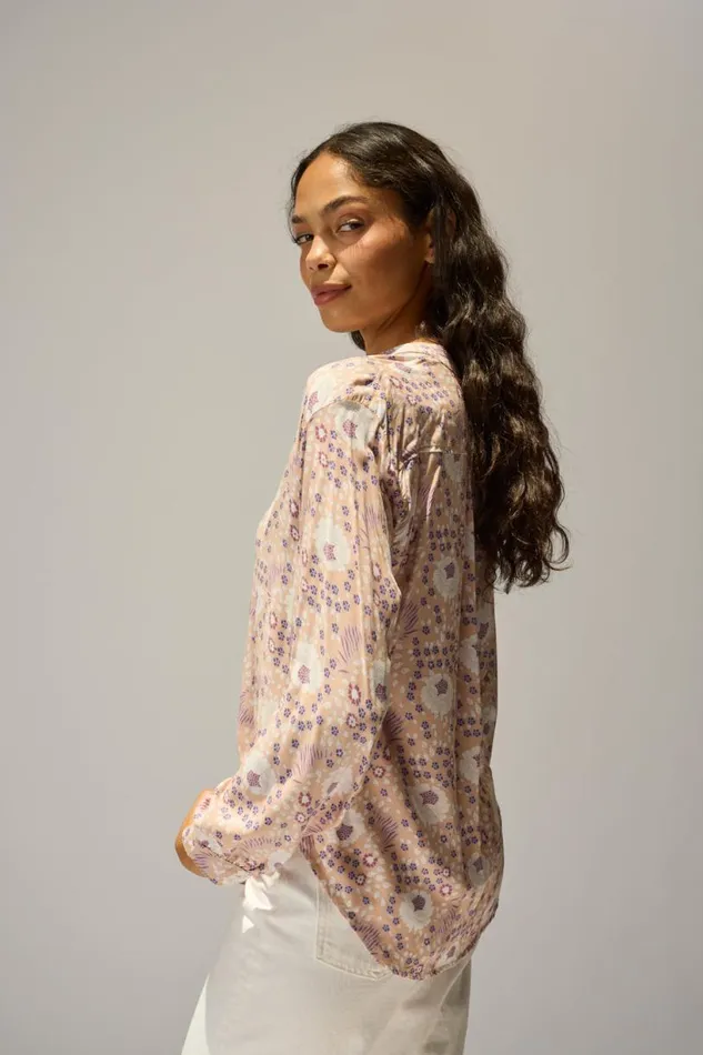 Natalie Martin LESLIE SHIRT Vintage Flowers Amethyst Shop Tops
