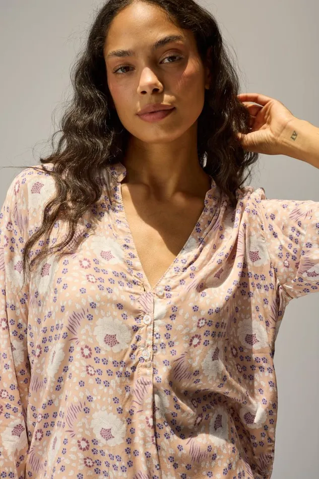 Natalie Martin LESLIE SHIRT Vintage Flowers Amethyst Shop Tops