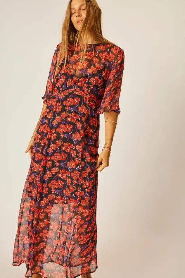 Natalie Martin LILY DRESS Chiffon Watercolor Onyx Shop Dresses