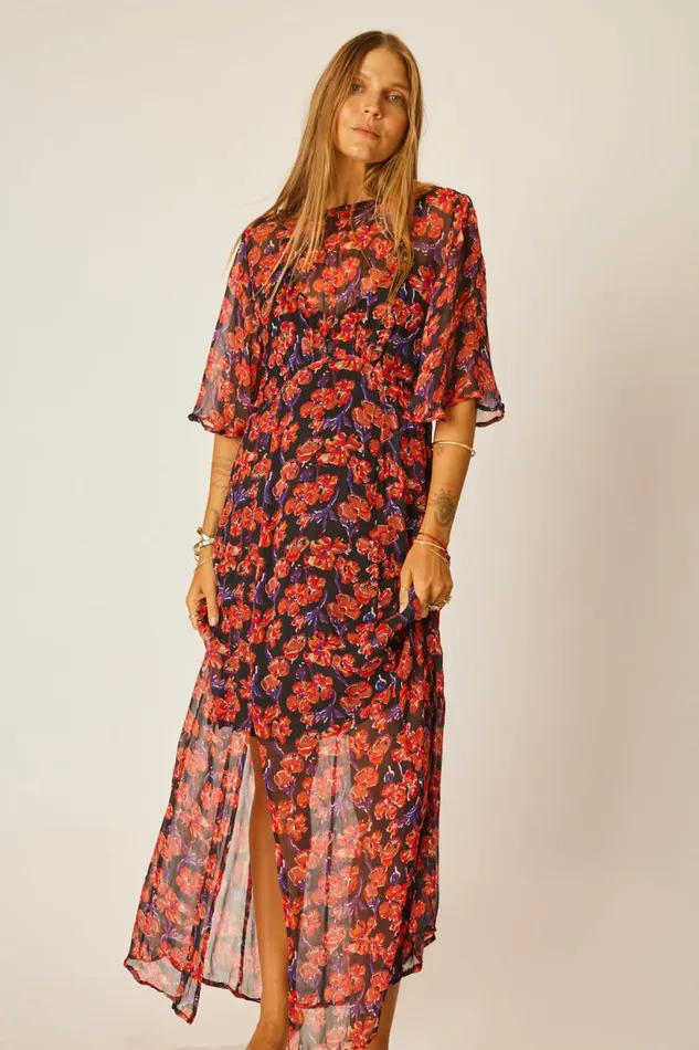 Natalie Martin LILY DRESS Chiffon Watercolor Onyx Shop Dresses