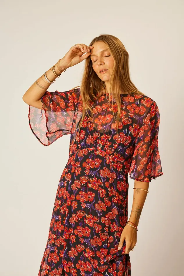 Natalie Martin LILY DRESS Chiffon Watercolor Onyx Shop Dresses