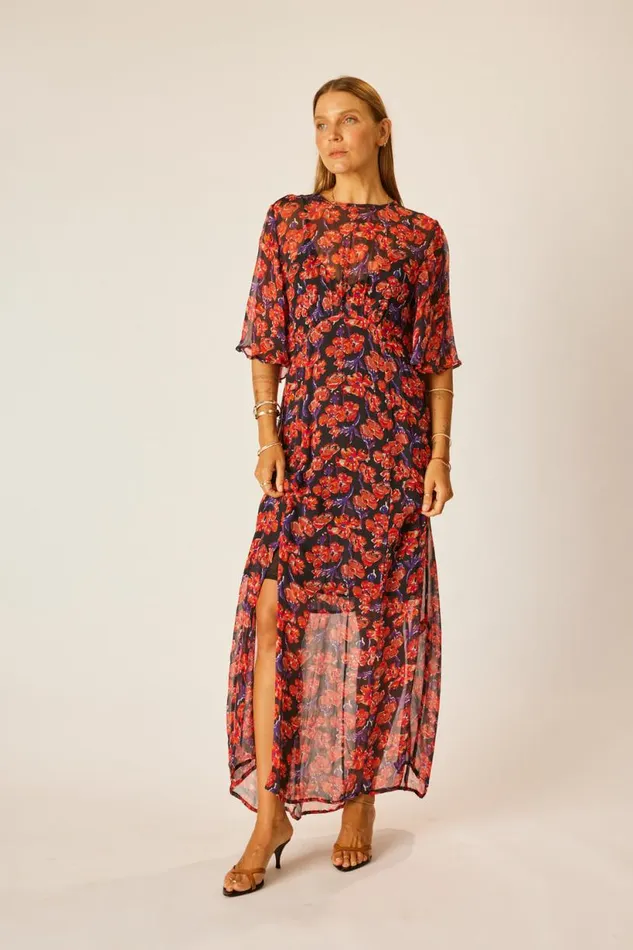 Natalie Martin LILY DRESS Chiffon Watercolor Onyx Shop Dresses