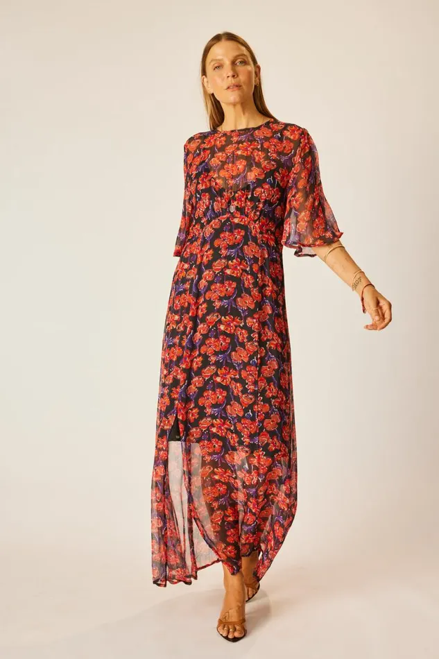 Natalie Martin LILY DRESS Chiffon Watercolor Onyx Shop Dresses