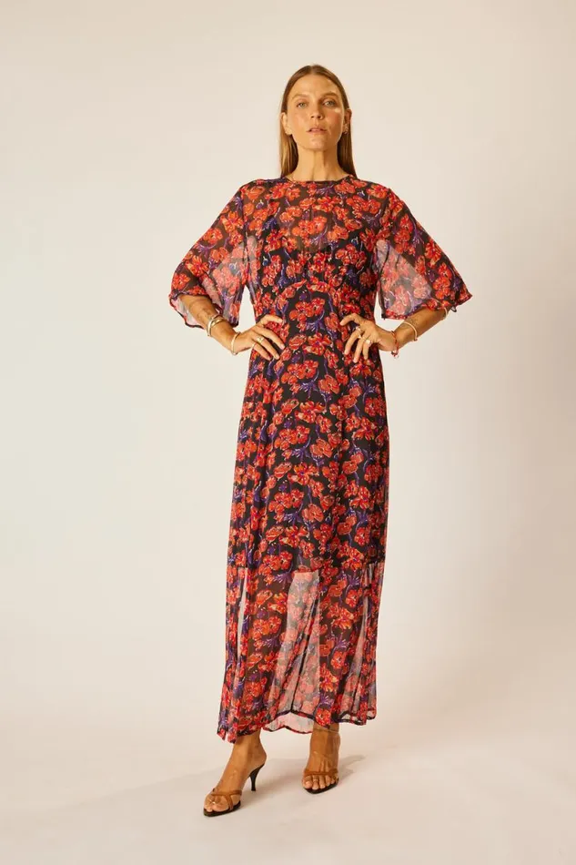 Natalie Martin LILY DRESS Chiffon Watercolor Onyx Shop Dresses
