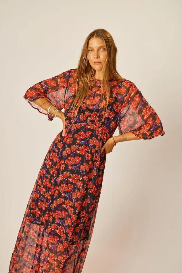 Natalie Martin LILY DRESS Chiffon Watercolor Onyx Shop Dresses