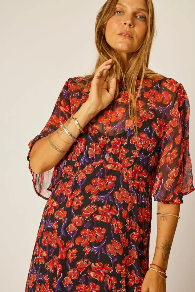 Natalie Martin LILY DRESS Chiffon Watercolor Onyx Shop Dresses