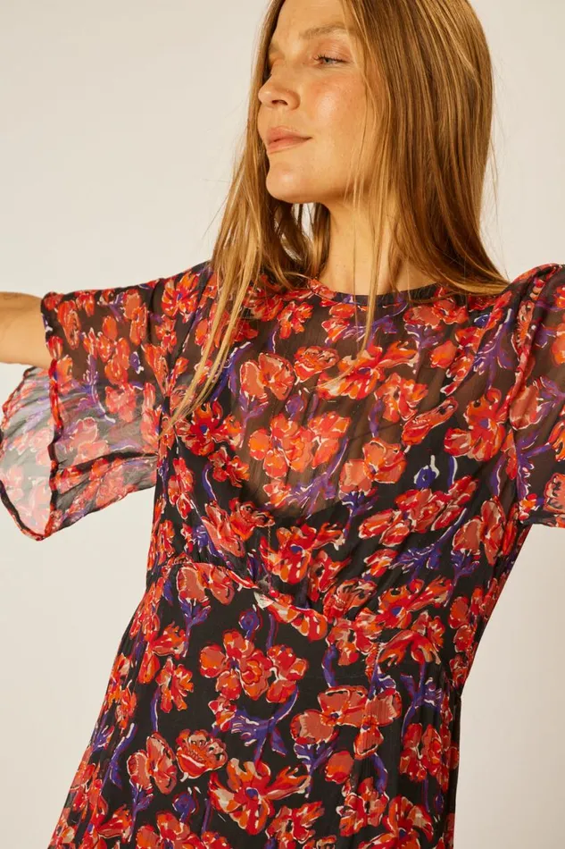 Natalie Martin LILY DRESS Chiffon Watercolor Onyx Shop Dresses