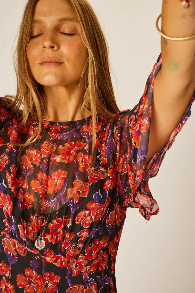 Natalie Martin LILY DRESS Chiffon Watercolor Onyx Shop Dresses