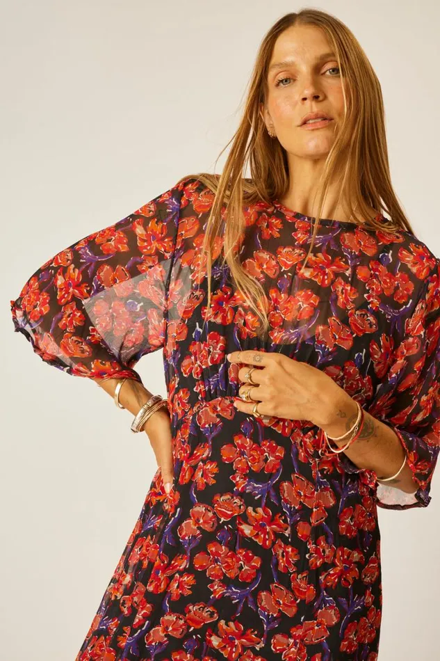 Natalie Martin LILY DRESS Chiffon Watercolor Onyx Shop Dresses