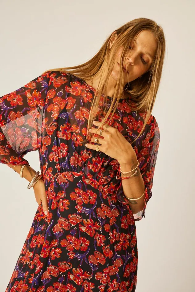 Natalie Martin LILY DRESS Chiffon Watercolor Onyx Shop Dresses